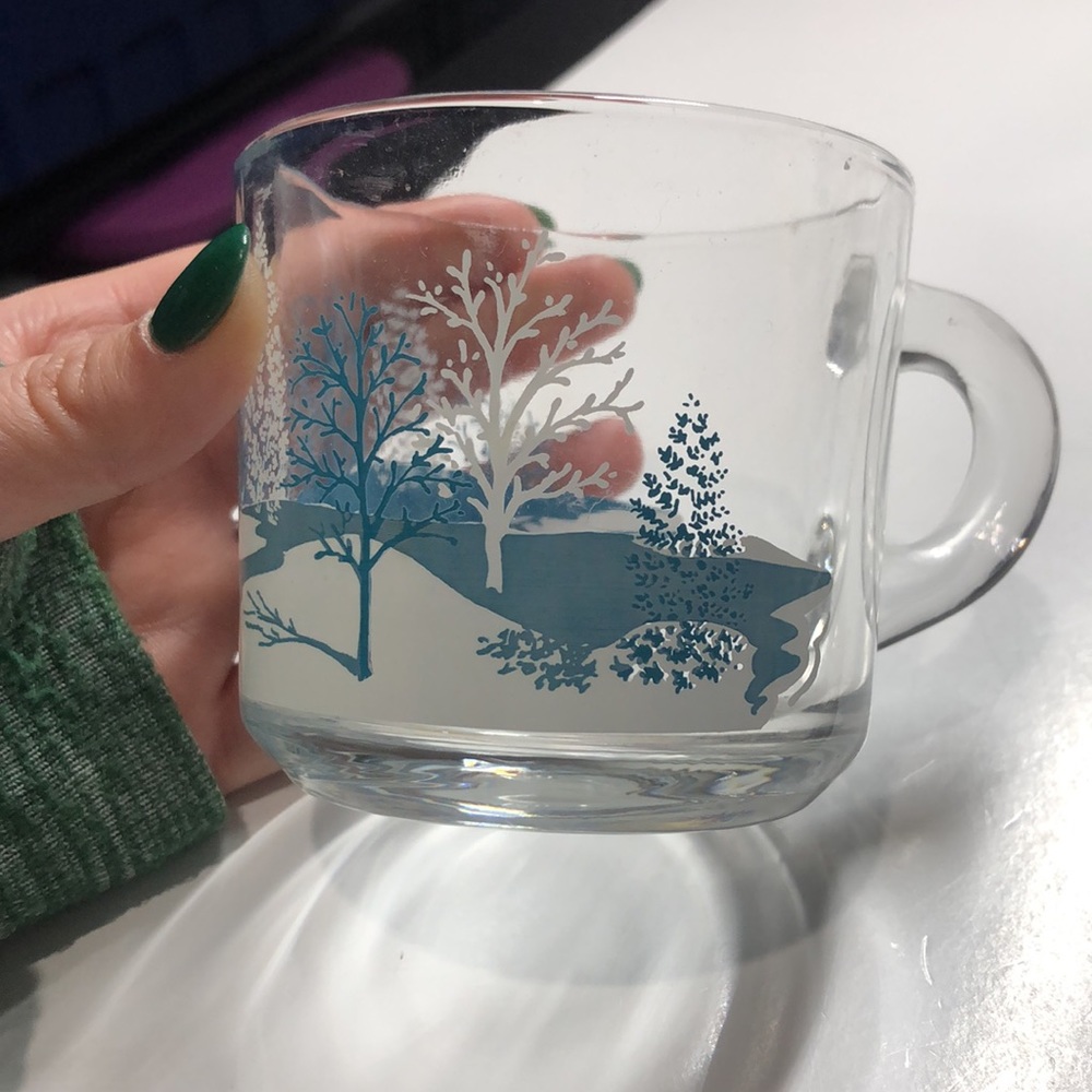 Set of 2 Anchor winter tree glass mugs - Picture 3 of 7